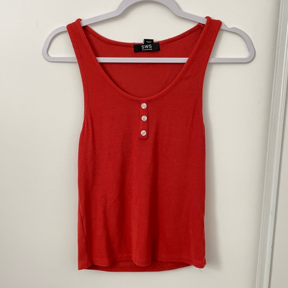 SWS Essentials Rust Orange Button Tank Top